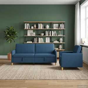 Sofa set z shrambo 2 pcs Modra Poliester