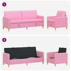 Sedačka se storage 2 pcs Růžová Polyester - obrázek 4