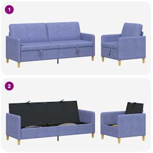 Sedačka se storage 2 pcs Modrá džínovina Polyester - obrázek 4