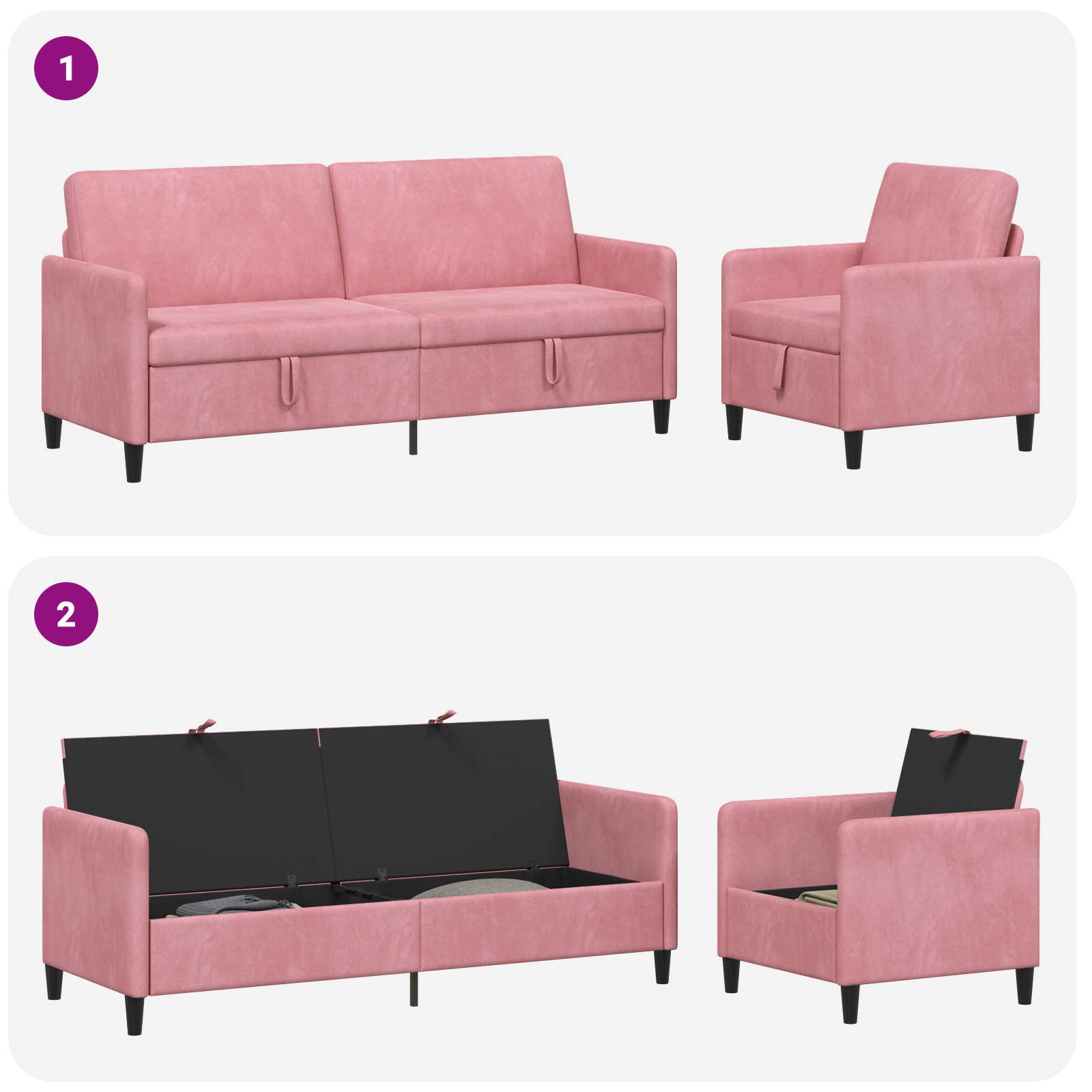 Sofa set z shrambo 2 kos Roza Poliester