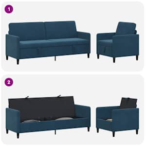 Sedačka se storage 2 ks Modrá Polyester - obrázek 7