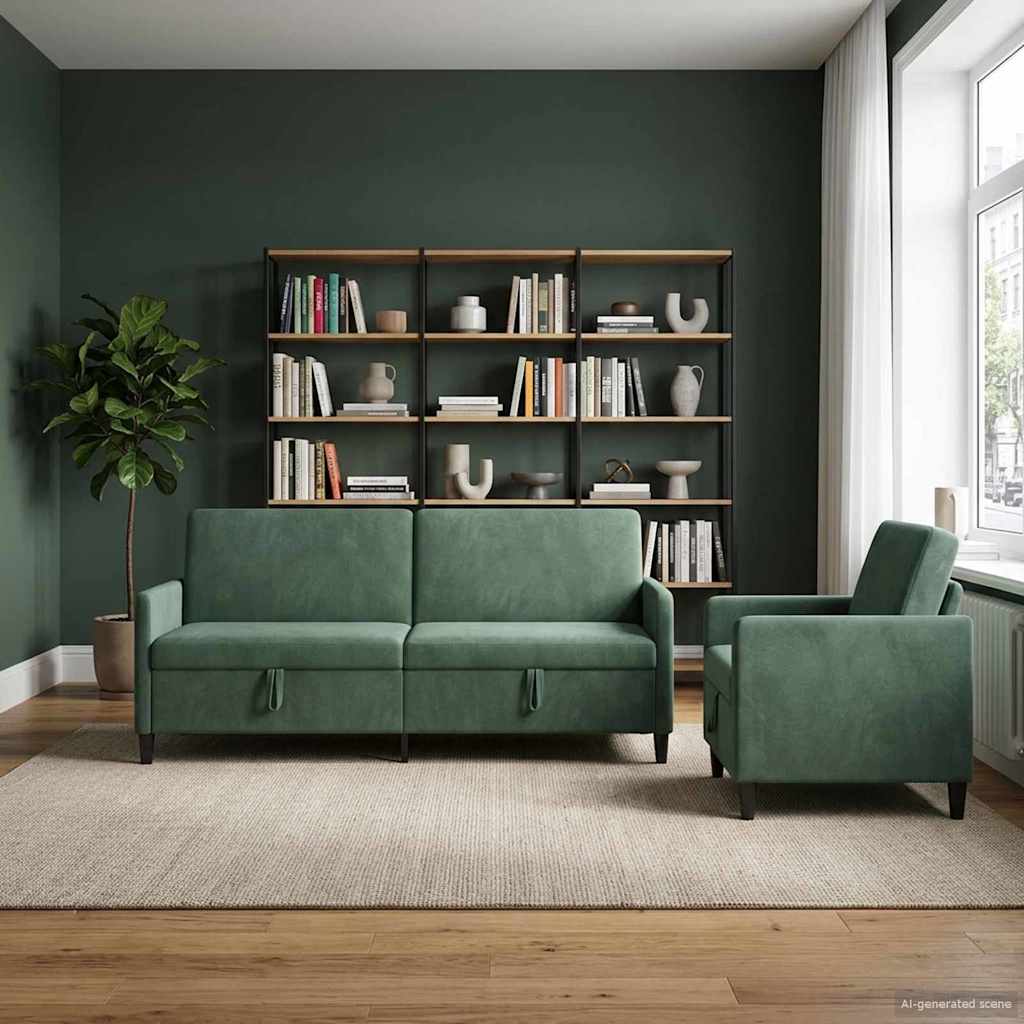vidaXL Sofa sæt med opbevaring 2 stk. Havgrøn Polyester