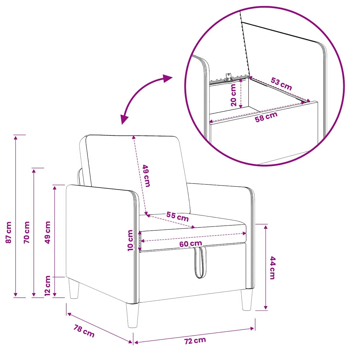 Sofa sæt med opbevaring 2 stk. Polyester - Billede 9