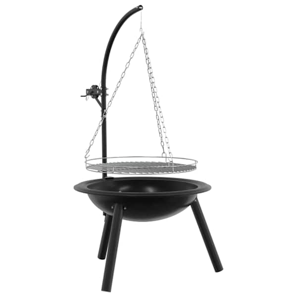 vidaXL Tuleplats reguleeritava grillrestiga ⌀55,5 x 107,5 cm Teras