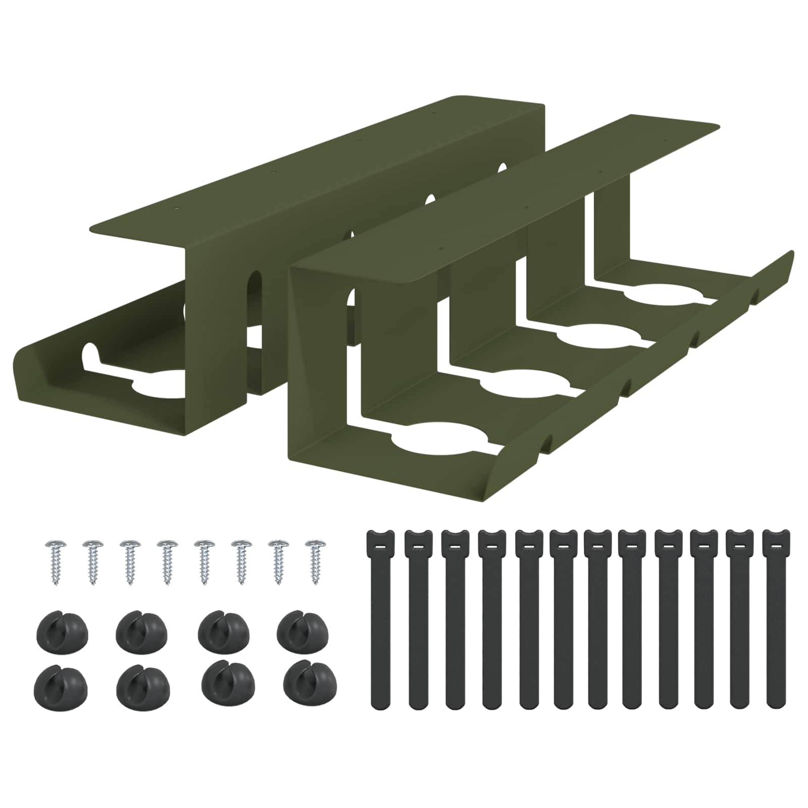 Unter dem Schreibtisch Kabelmanagement Tray 2 Stk. Olivgrün – Ansicht 2