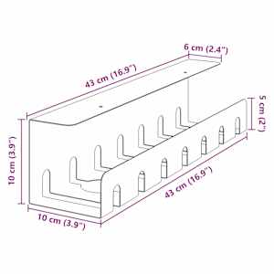 Tray na kabely pod stolem 2 ks Černá 43 x 10 x 10 cm Ocel - obrázek 11