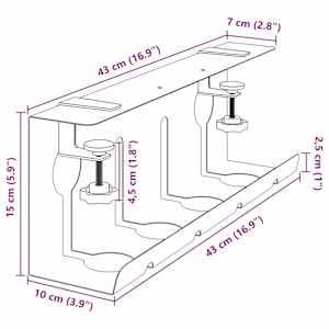 Tray na kabely pod stolem 2 ks Antracitová 43 x 10 x 15 cm Ocel - obrázek 13