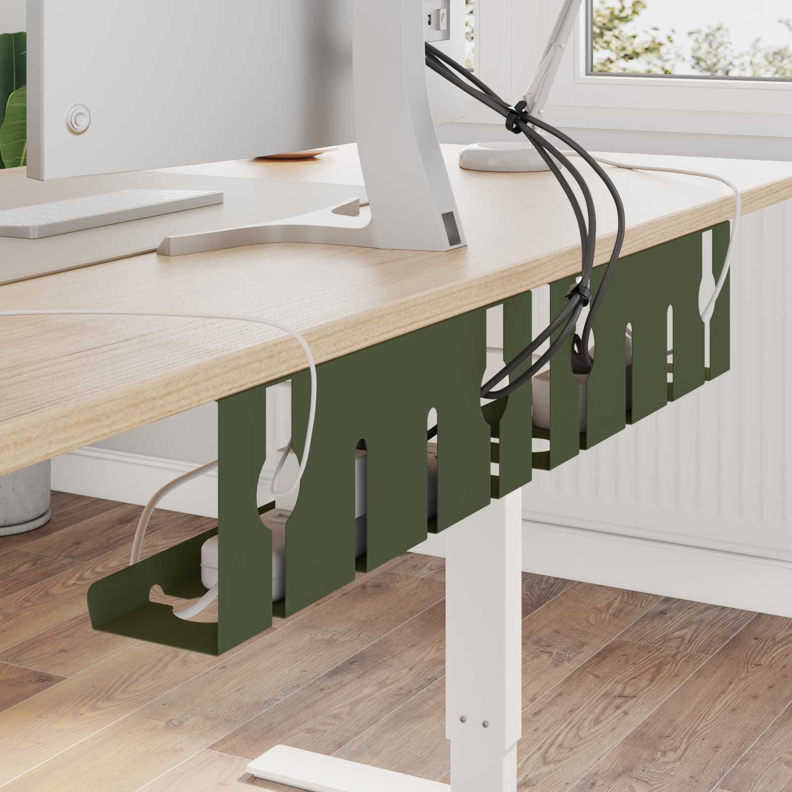 Unter dem Schreibtisch Kabelmanagement Tray 2 Stk. Olivgrün – Ansicht 4