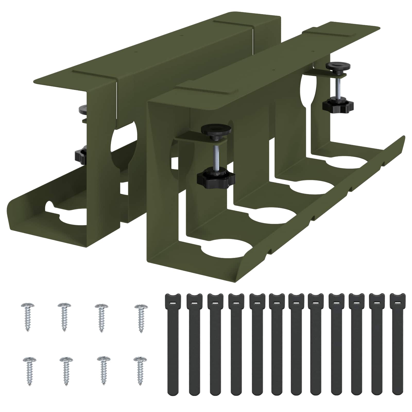 Unter dem Schreibtisch Kabelmanagement Tray 2 Stk. Olivgrün – Ansicht 2