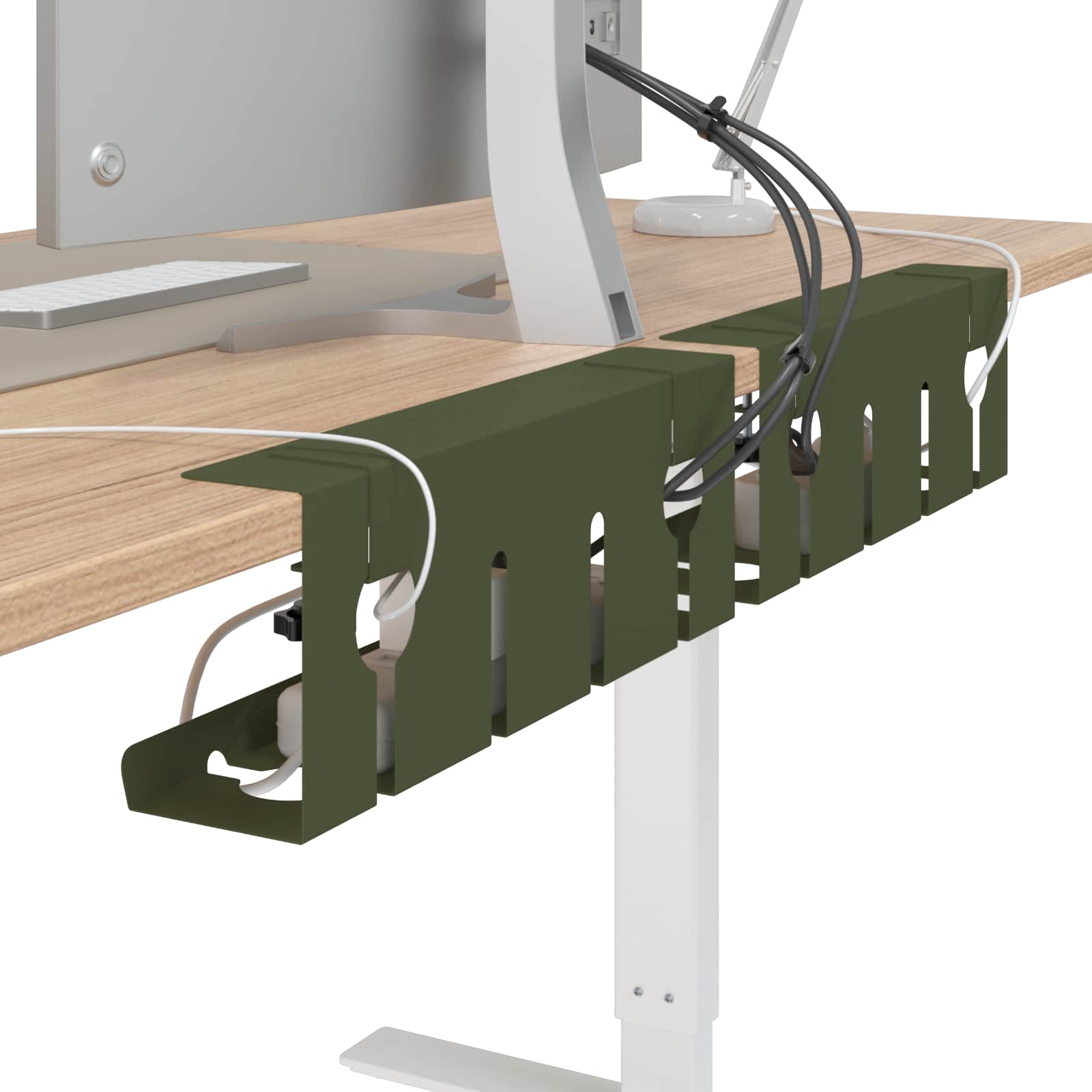 Unter dem Schreibtisch Kabelmanagement Tray 2 Stk. Olivgrün – Ansicht 3