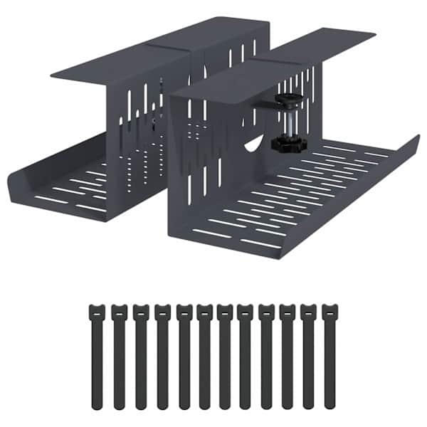 vidaXL Kabli haldamise tray laua all 2 tk Antratsiit 35 x 12 x 13 cm