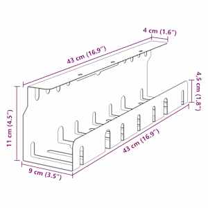 Tray na kabely pod stolem 2 ks Antracitová 43 x 9 x 11 cm Ocel - obrázek 11