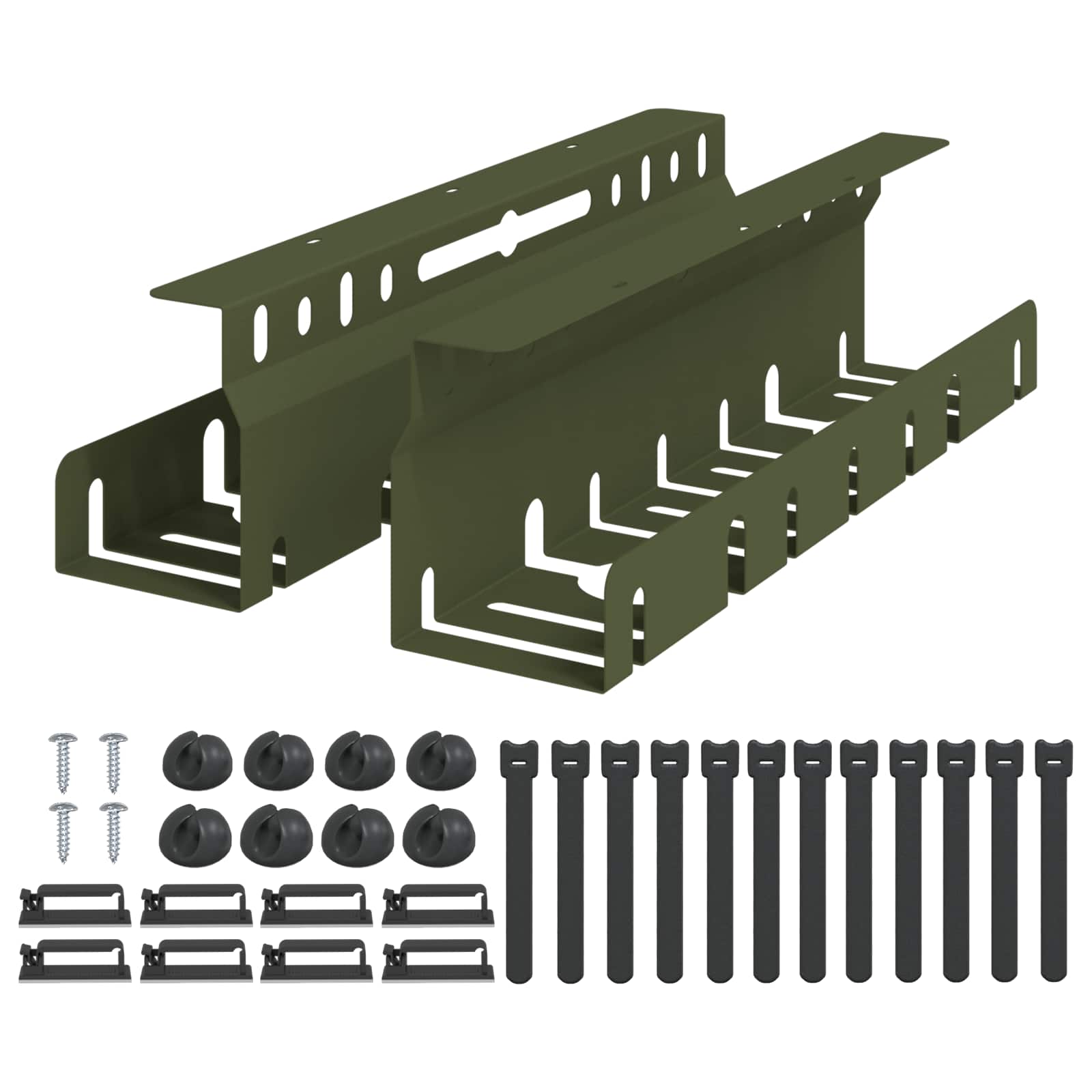 Unter dem Schreibtisch Kabelmanagement Tray 2 Stk. Olivgrün – Ansicht 2