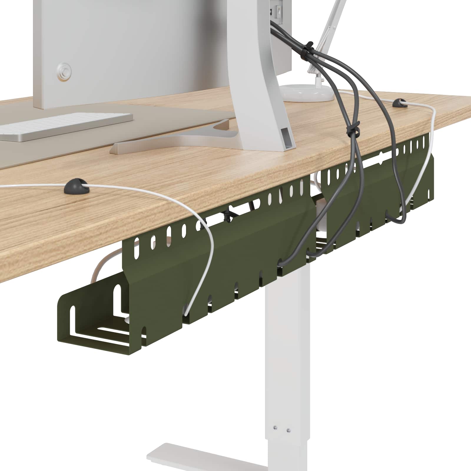 Unter dem Schreibtisch Kabelmanagement Tray 2 Stk. Olivgrün – Ansicht 3