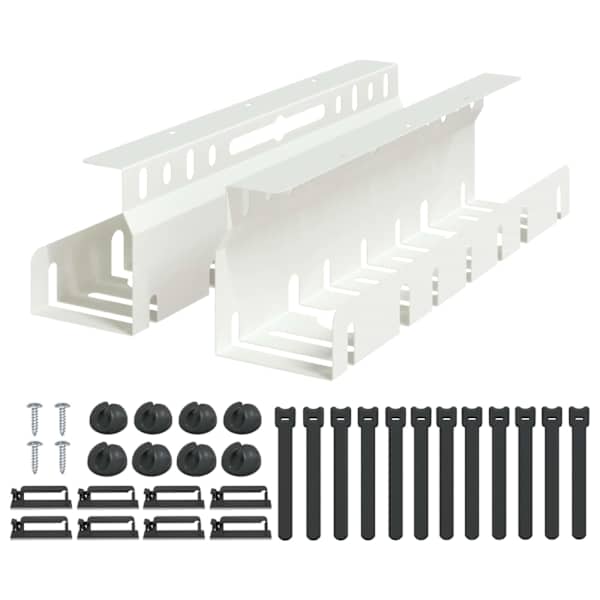 vidaXL Kabli haldamise tray laua all 2 tk Valge 43 x 9 x 11 cm Teras
