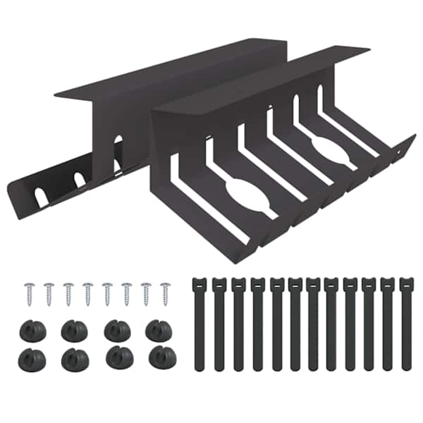 vidaXL Kabli haldamise tray laua all 2 tk Must 44 x 11,5 x 13,5 cm