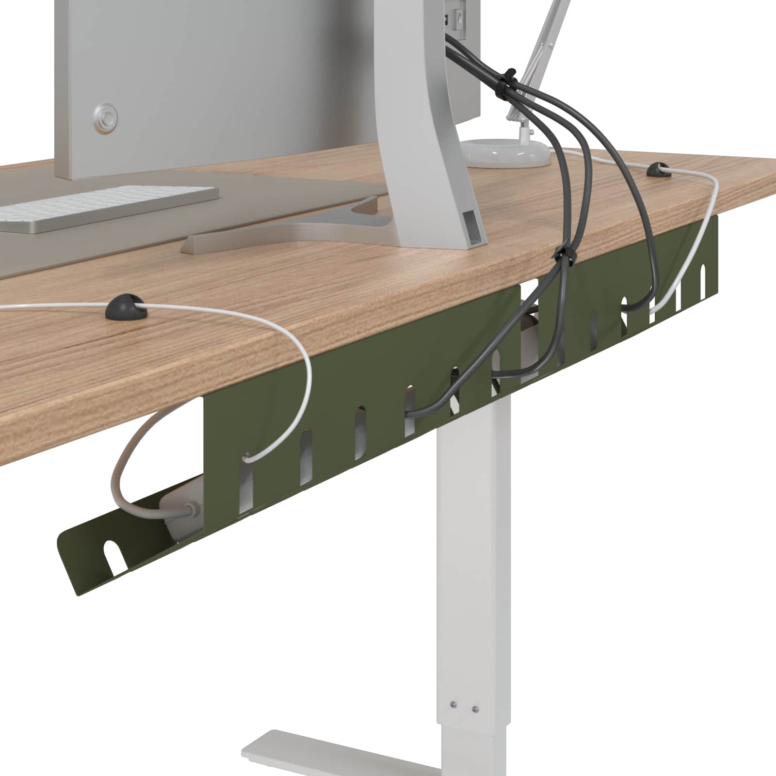 Unter dem Schreibtisch Kabelmanagement Tray 2 Stk. Olivgrün – Ansicht 3