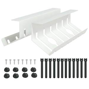 vidaXL Kabli haldamise tray laua all 2 tk Valge 44 x 11,5 x 13,5 cm