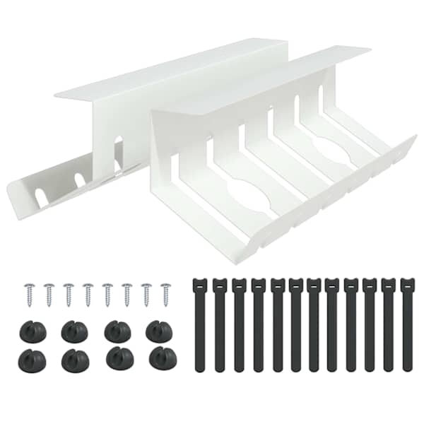 vidaXL Kabli haldamise tray laua all 2 tk Valge 44 x 11,5 x 13,5 cm