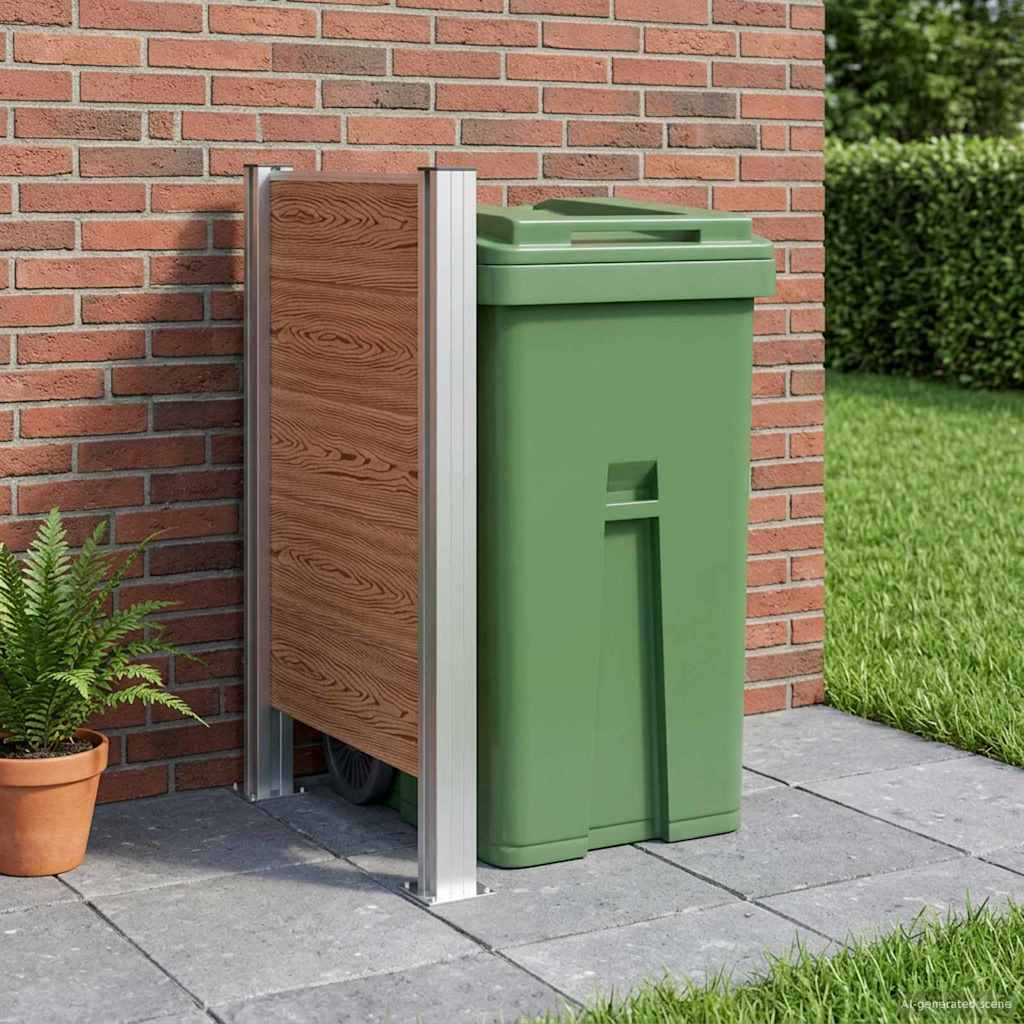 Afvalbak Schutting Bruin 85 x 12 x 115 cm Aluminium en WPC image 1