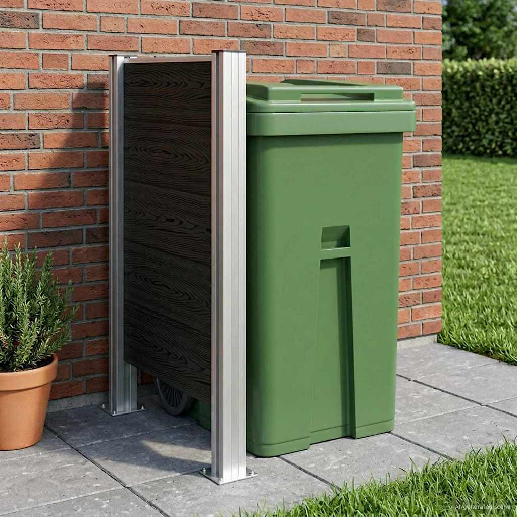 Afvalbak Schutting Grijs 85 x 12 x 115 cm Aluminium en WPC image 1