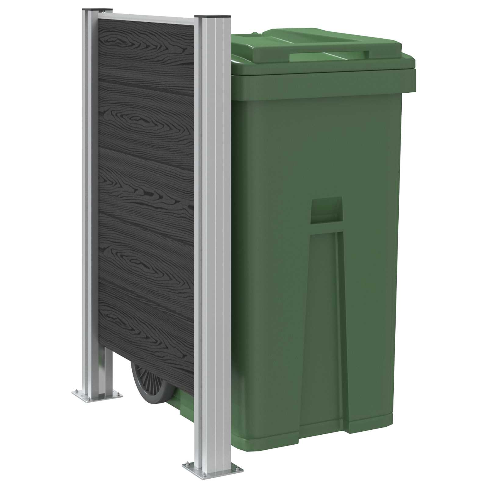 Afvalbak Schutting Grijs 85 x 12 x 115 cm Aluminium en WPC image 3