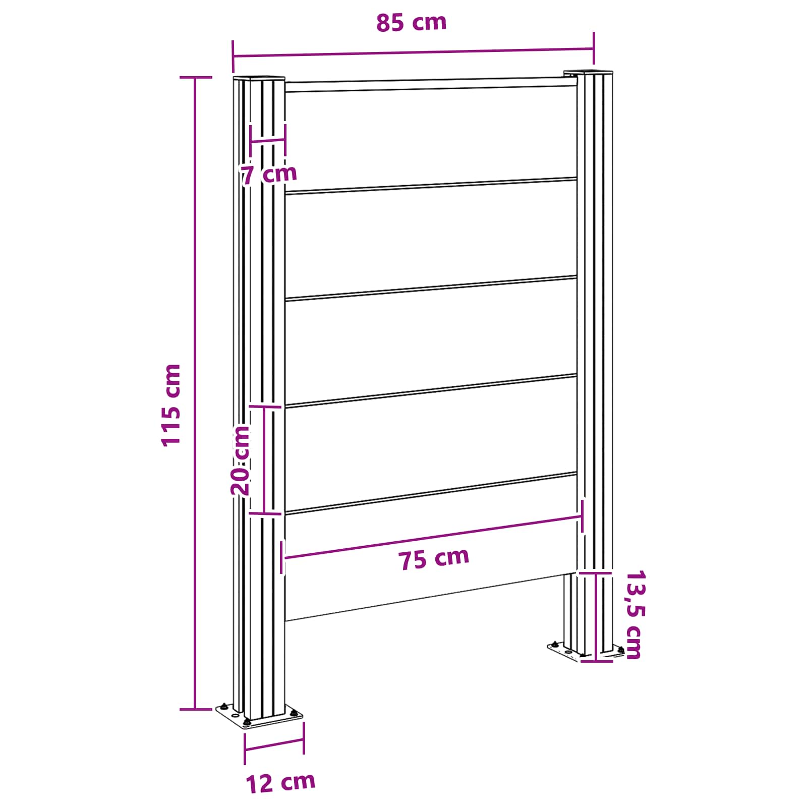Afvalbak Schutting Grijs 85 x 12 x 115 cm Aluminium en WPC image 8
