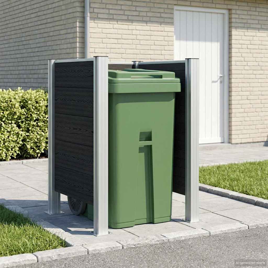 Afvalbak Schutting Grijs 85 x 85 x 115 cm Aluminium en WPC image 1