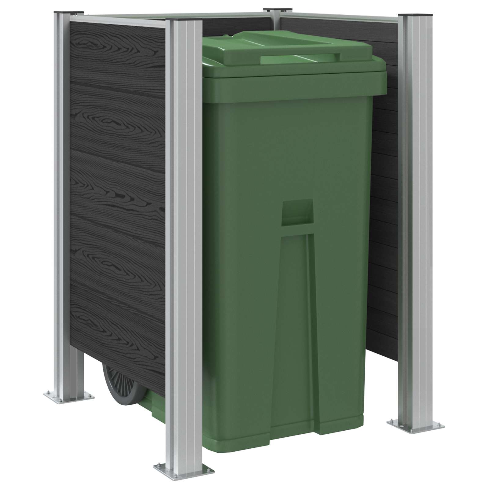 Afvalbak Schutting Grijs 85 x 85 x 115 cm Aluminium en WPC image 3