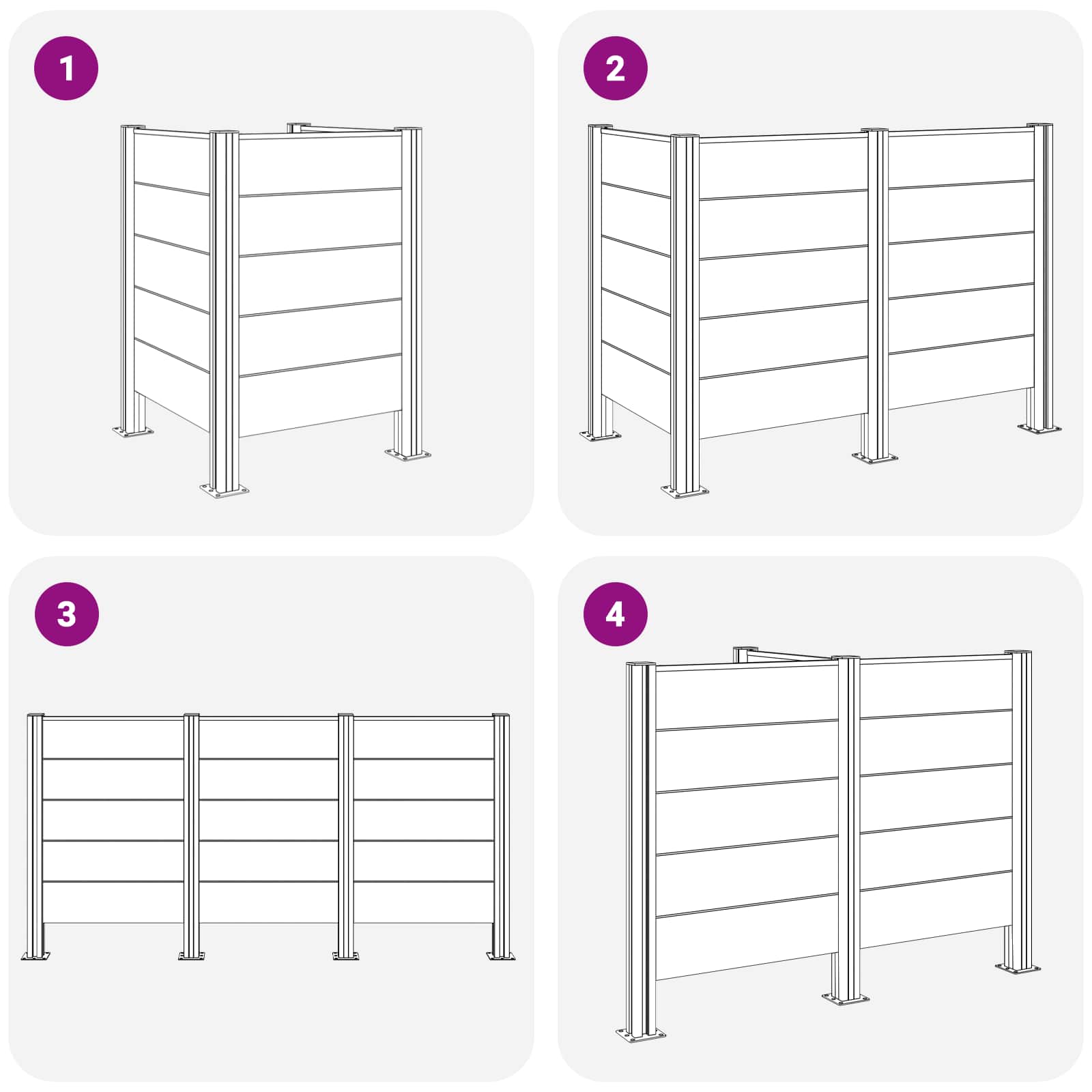Afvalbak Schutting Grijs 85 x 85 x 115 cm Aluminium en WPC image 9