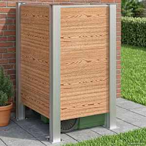 Ograja za koš za smeti Rjava 85 x 85 x 115 cm Aluminij in WPC
