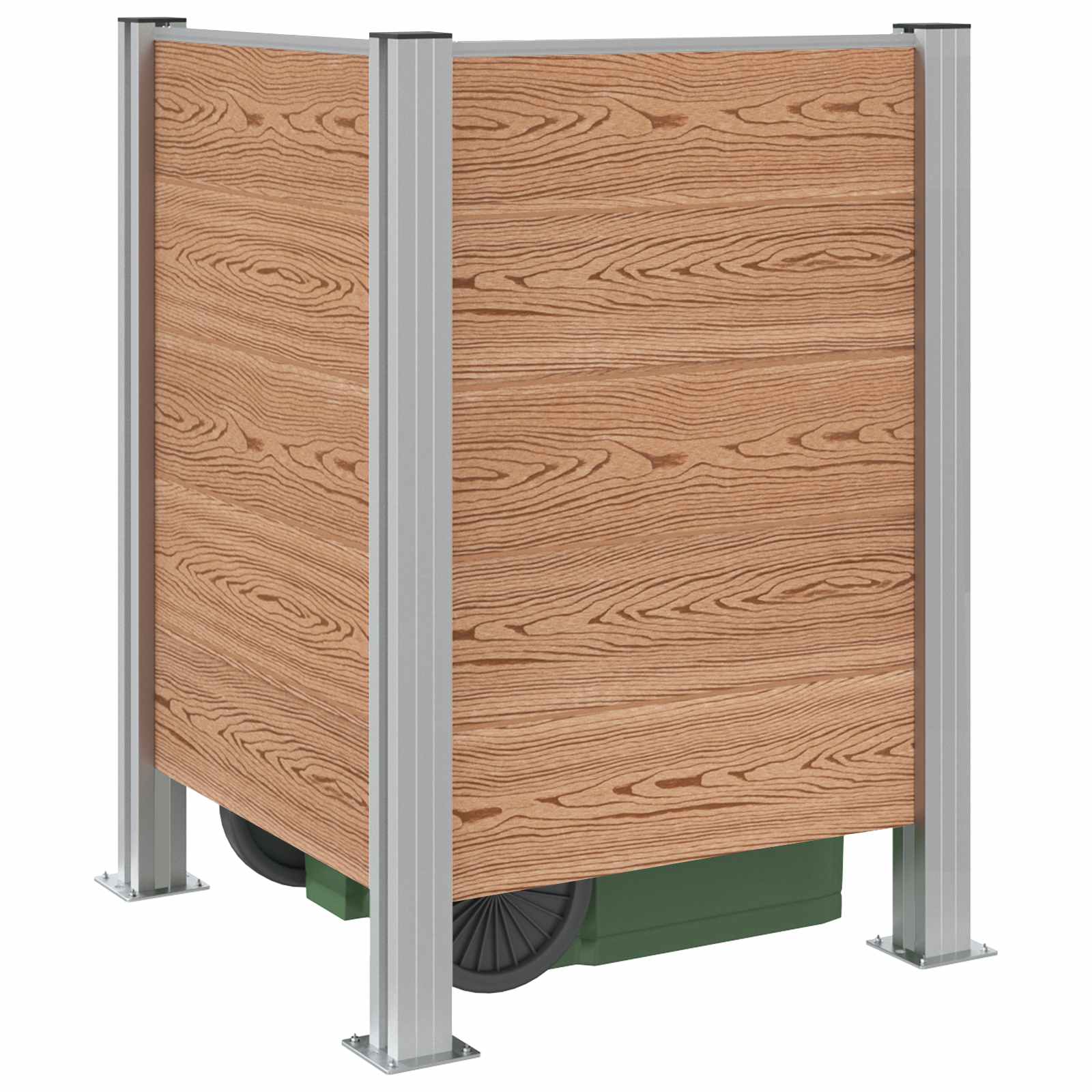 Afvalbak Schutting Bruin 85 x 85 x 115 cm Aluminium en WPC image 3