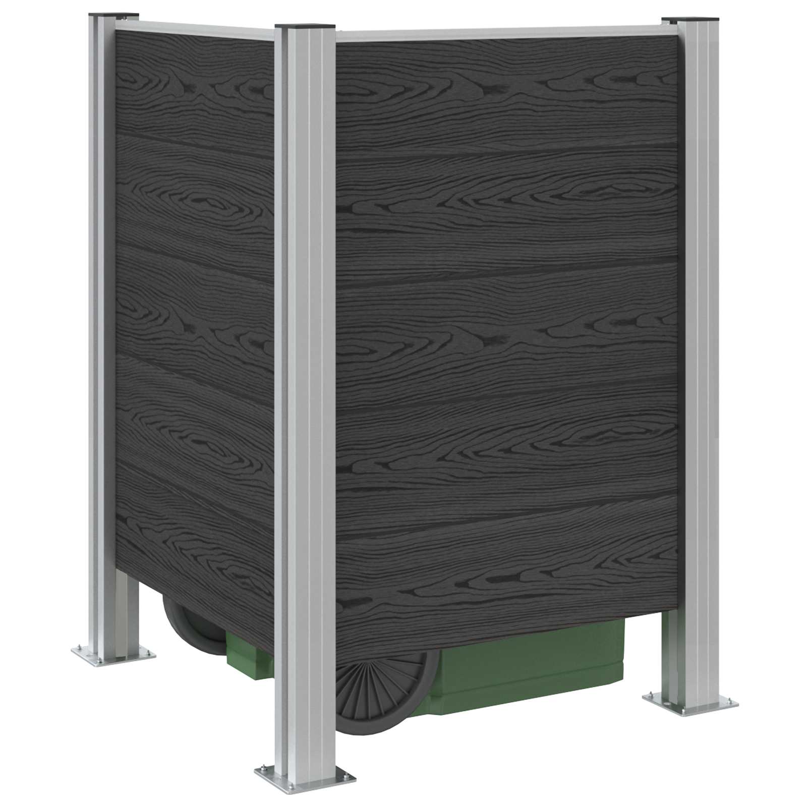 Afvalbak Schutting Grijs 85 x 85 x 115 cm Aluminium en WPC image 3