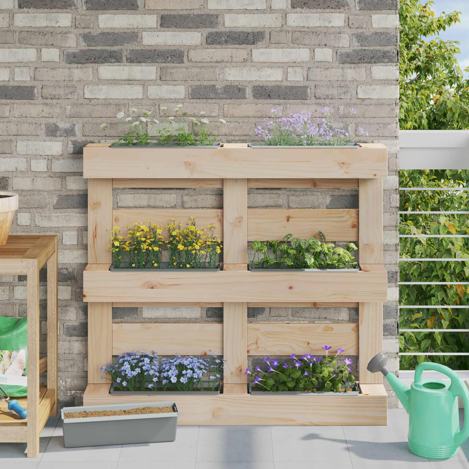 vidaXL Cutii de flori pentru paleți Euro 12 pcs Gri deschis