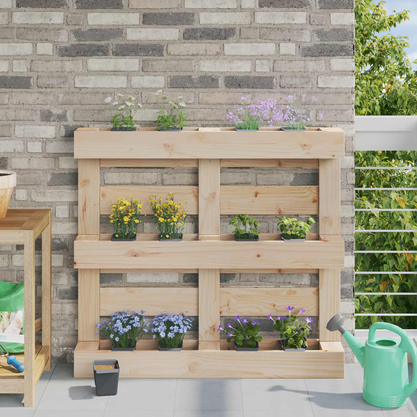 vidaXL Cutii de flori pentru paleți Euro 24 pcs Gri 13,5 x 9 x 9,5 cm