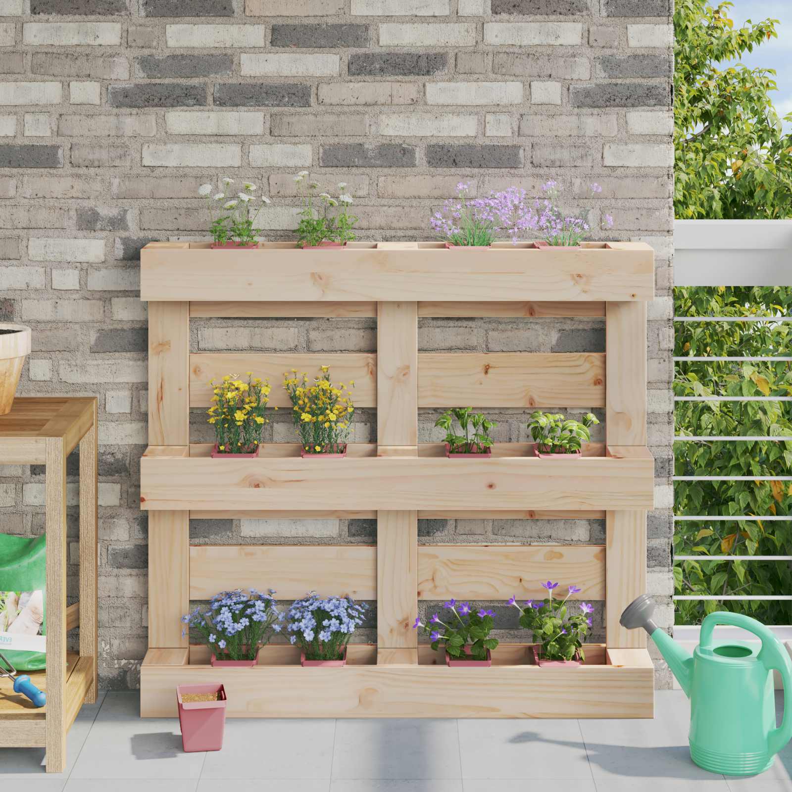 vidaXL Cutii de flori pentru paleți Euro 24 pcs Maro 13,5 x 9 x 9,5 cm