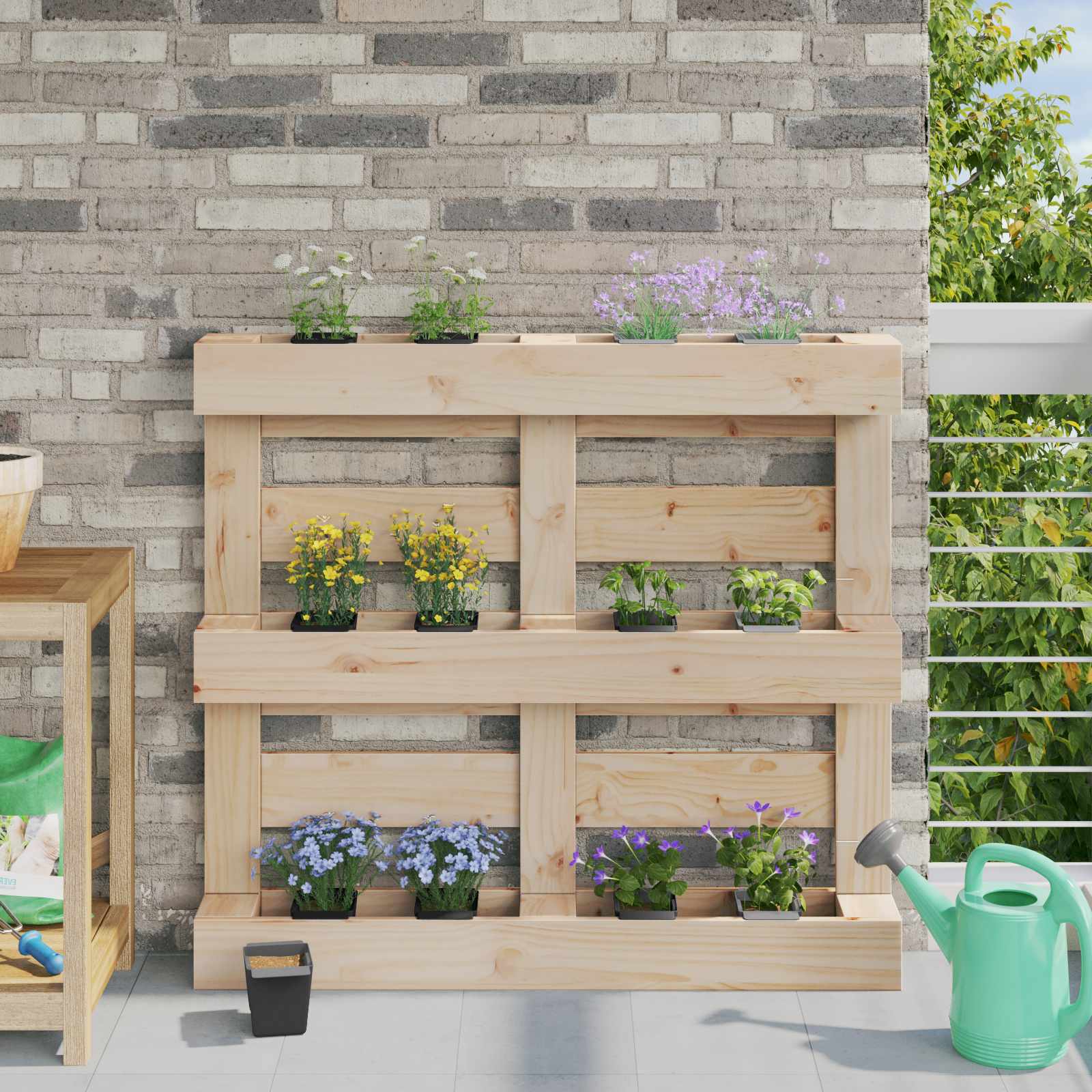 vidaXL Cutii de flori pentru paleți Euro 24 pcs Negru