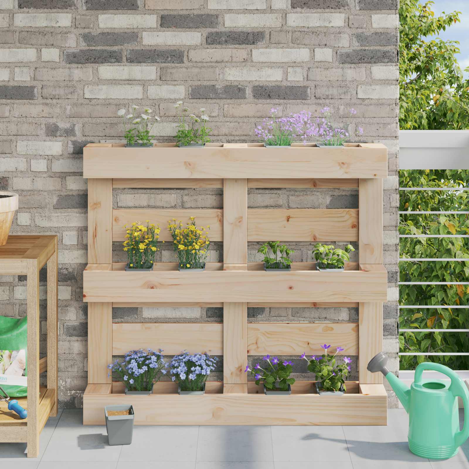 vidaXL Cutii de flori pentru paleți Euro 24 pcs Gri deschis