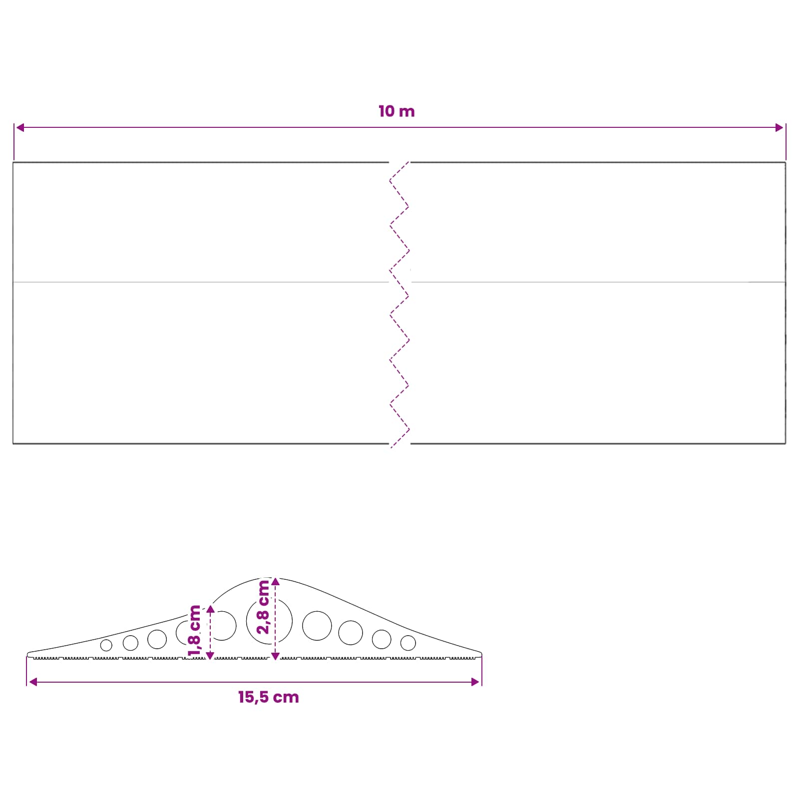 vidaXL Tesnilo za Garažno Tla Črna 155 x 28 mm 10 m EPDM guma - slika 8