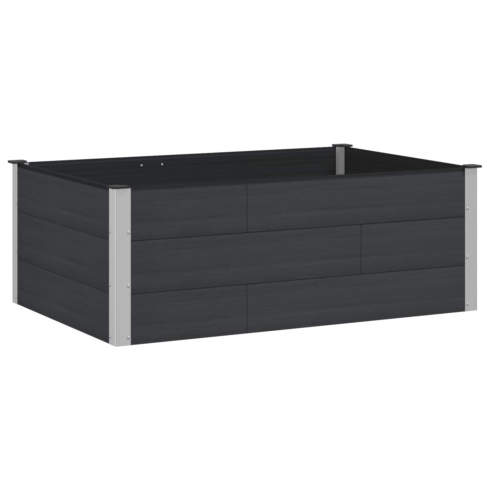 vidaXL Strat înălțat de grădină Negru 150 x 100 x 54 cm alu.