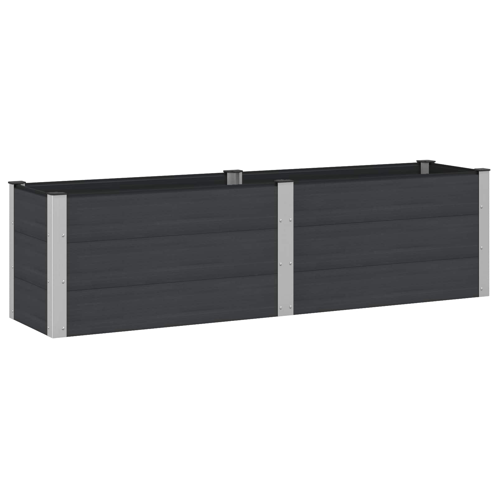 vidaXL Strat înălțat de grădină Negru 200 x 50 x 54 cm alu.
