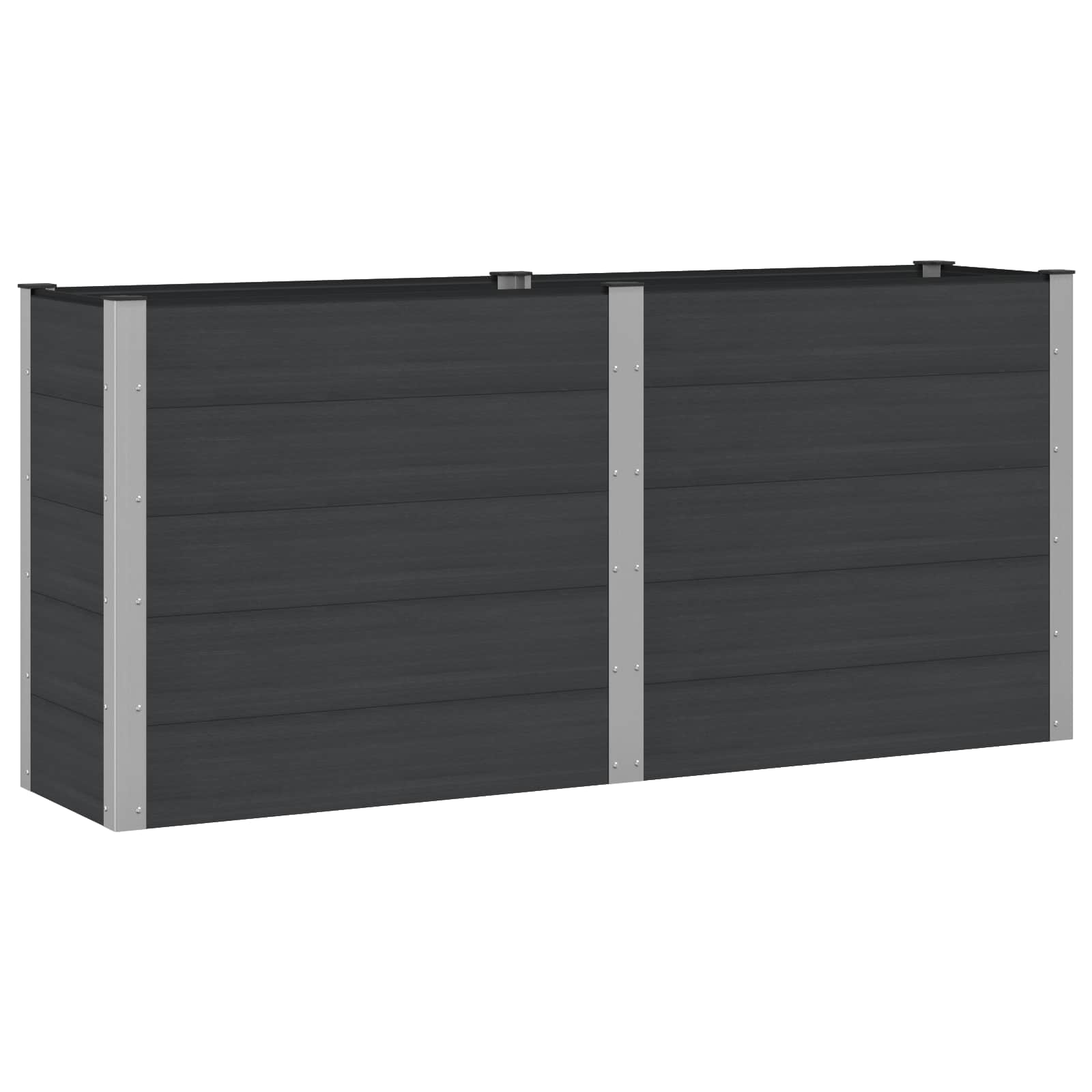 vidaXL Strat înălțat de grădină Negru 200 x 50 x 91 cm alu.