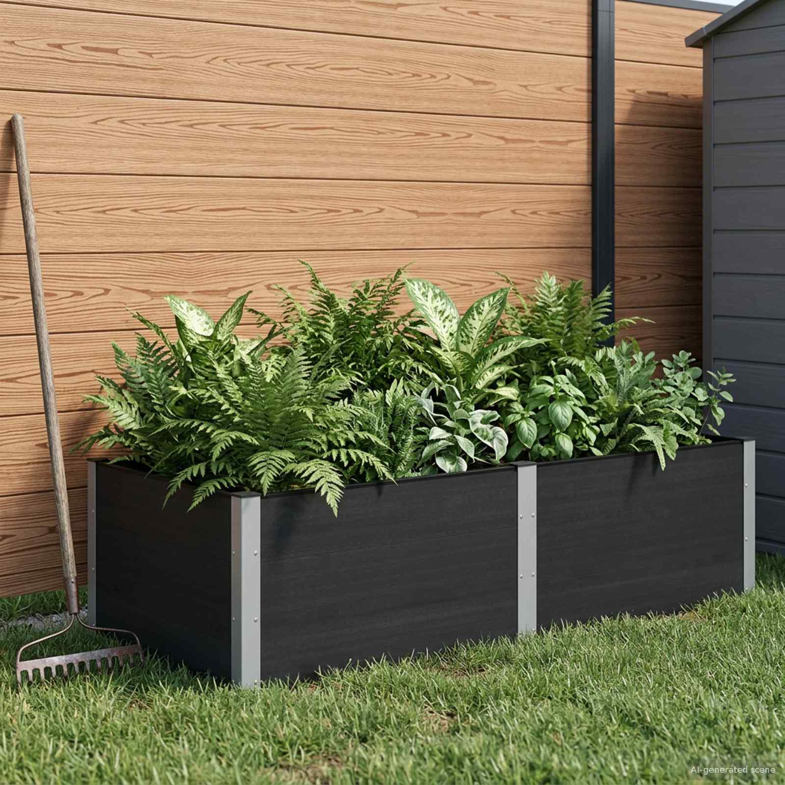 Verhoogde plantenbak Zwart 200 x 100 x 54 cm image 1