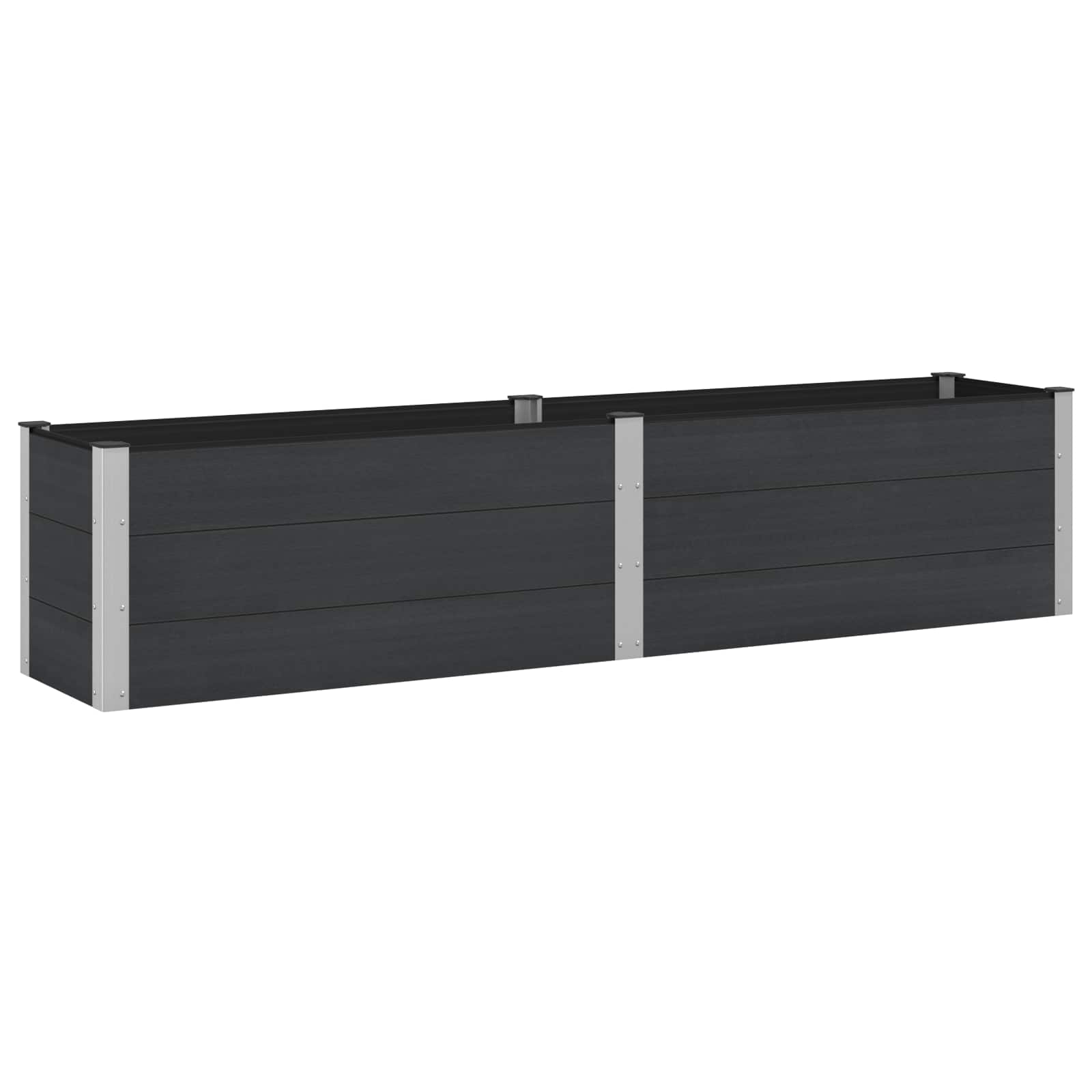 vidaXL Strat înălțat de grădină Negru 250 x 50 x 54 cm alu.