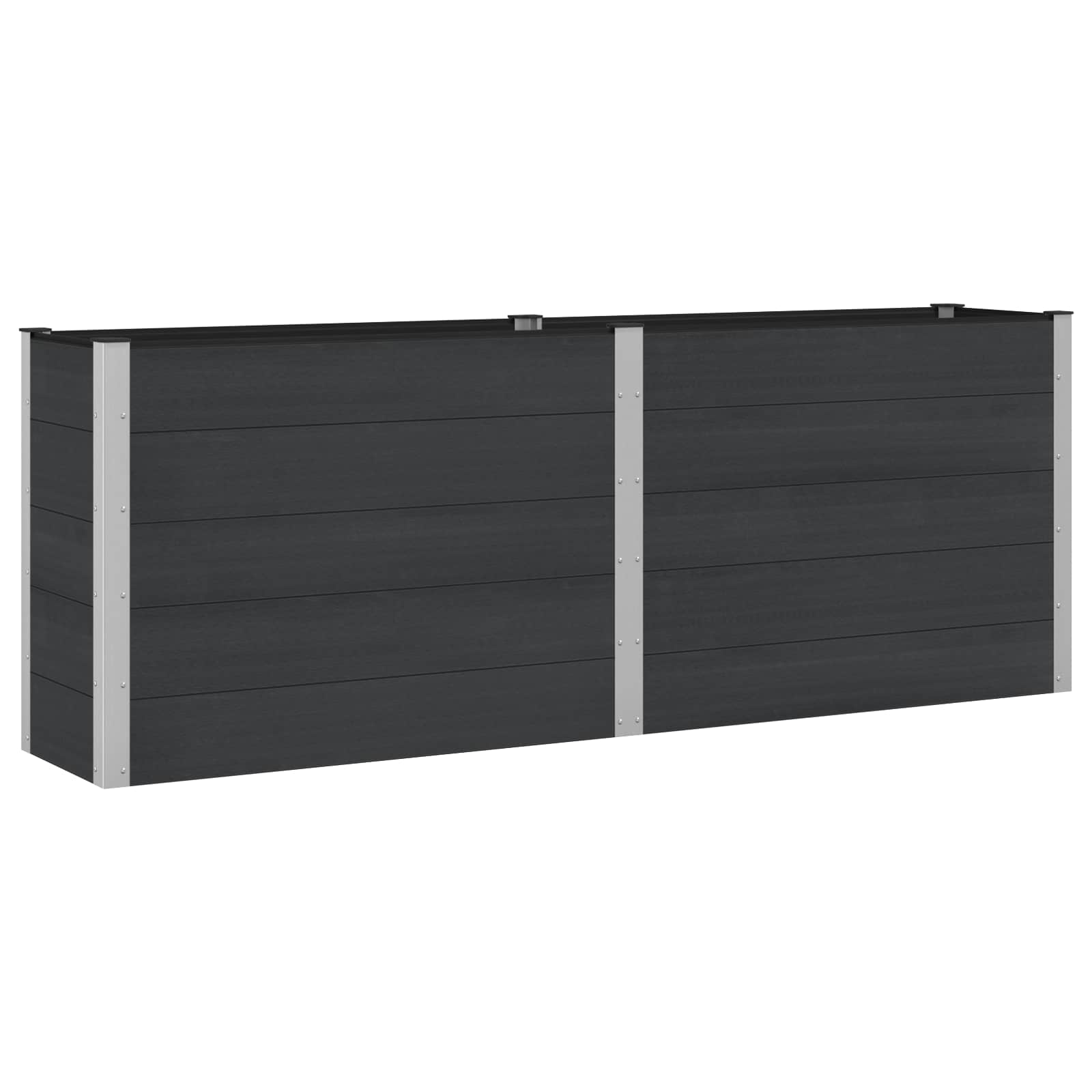 vidaXL Strat înălțat de grădină Negru 250 x 50 x 91 cm alu.