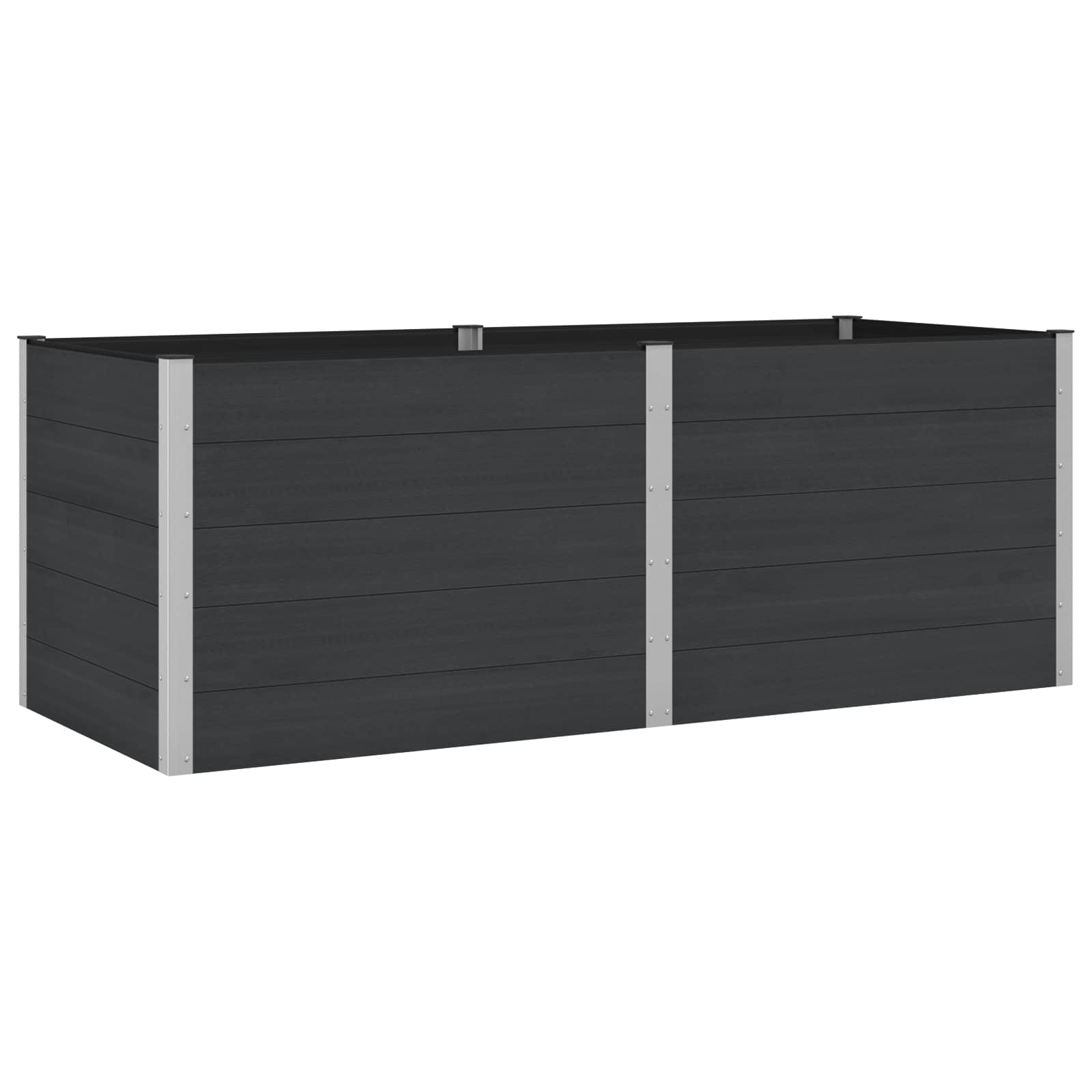 vidaXL Strat înălțat de grădină Negru 250 x 100 x 91 cm alu.