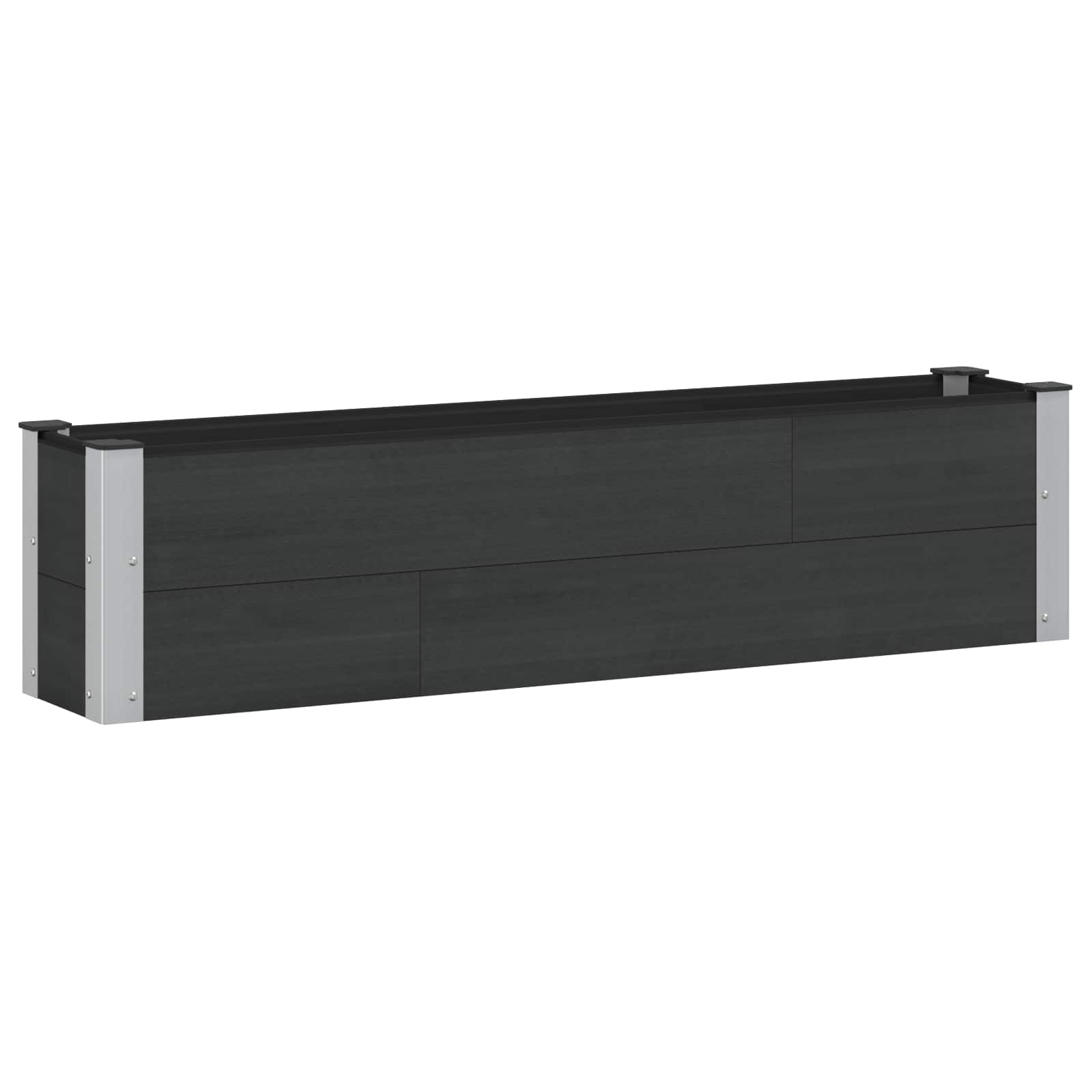 vidaXL Strat înălțat de grădină Negru 150 x 30 x 36 cm alu.
