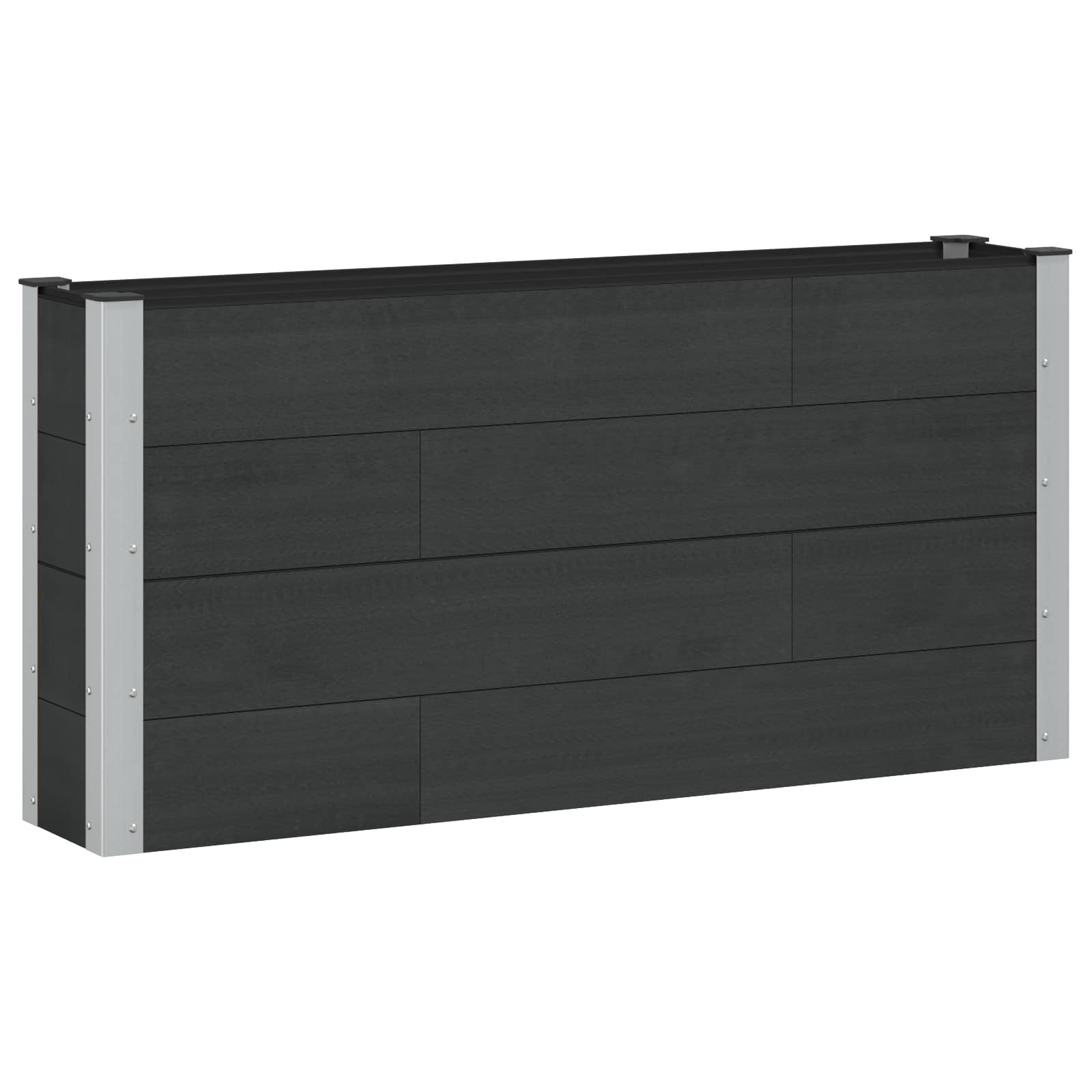 vidaXL Strat înălțat de grădină Negru 150 x 30 x 72 cm alu.