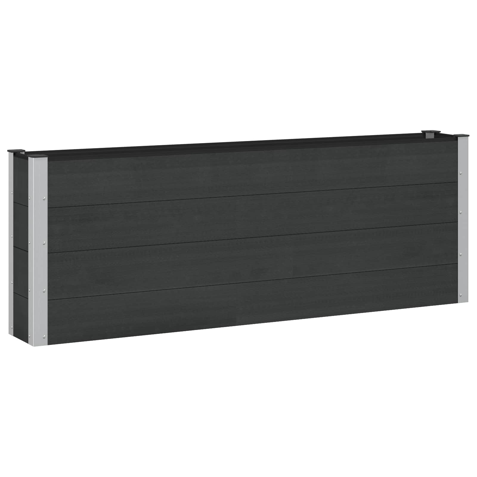 vidaXL Strat înălțat de grădină Negru 200 x 30 x 72 cm WPC și Aluminiu