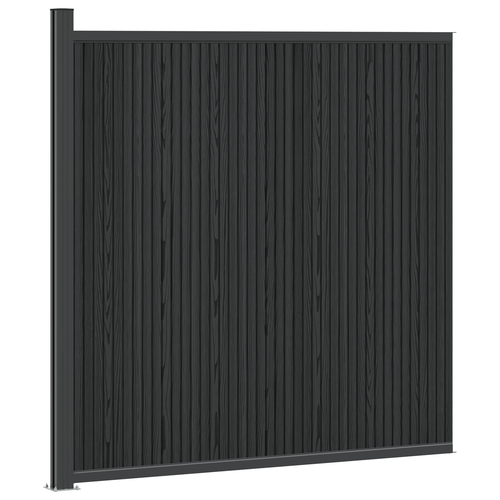 vidaXL Panou de Gardă WPC și Aluminiu Negru